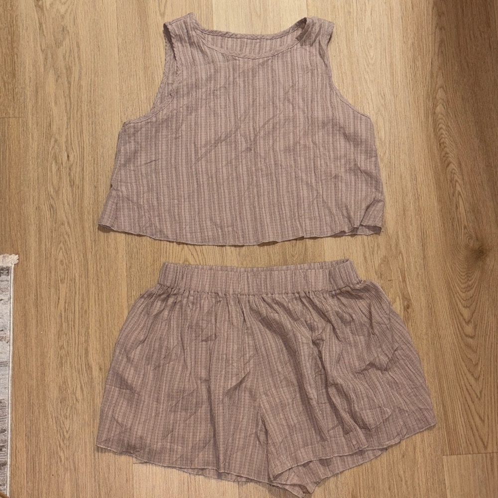 Striped Sleeveless Top and Shorts Set